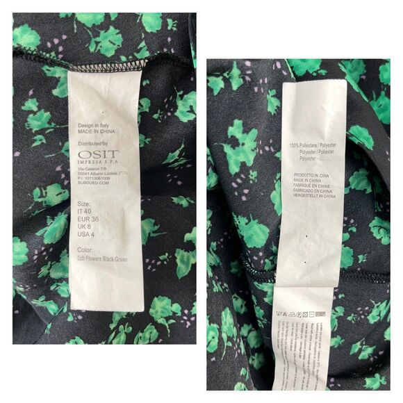 Subdued Emerald Leaf Floral Print Ruffle Tiered Flare Sleeve Dress - Picture 10 of 10